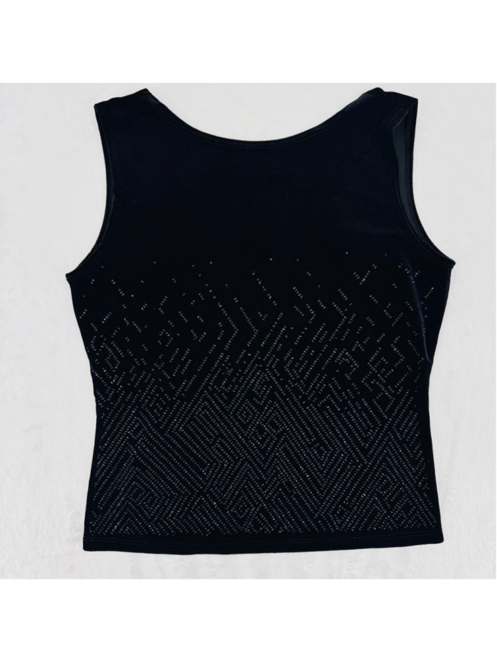 Vintage Y2K Black Velvet Tank Top Beaded Whimsigoth Glam MKM Designs Size Large